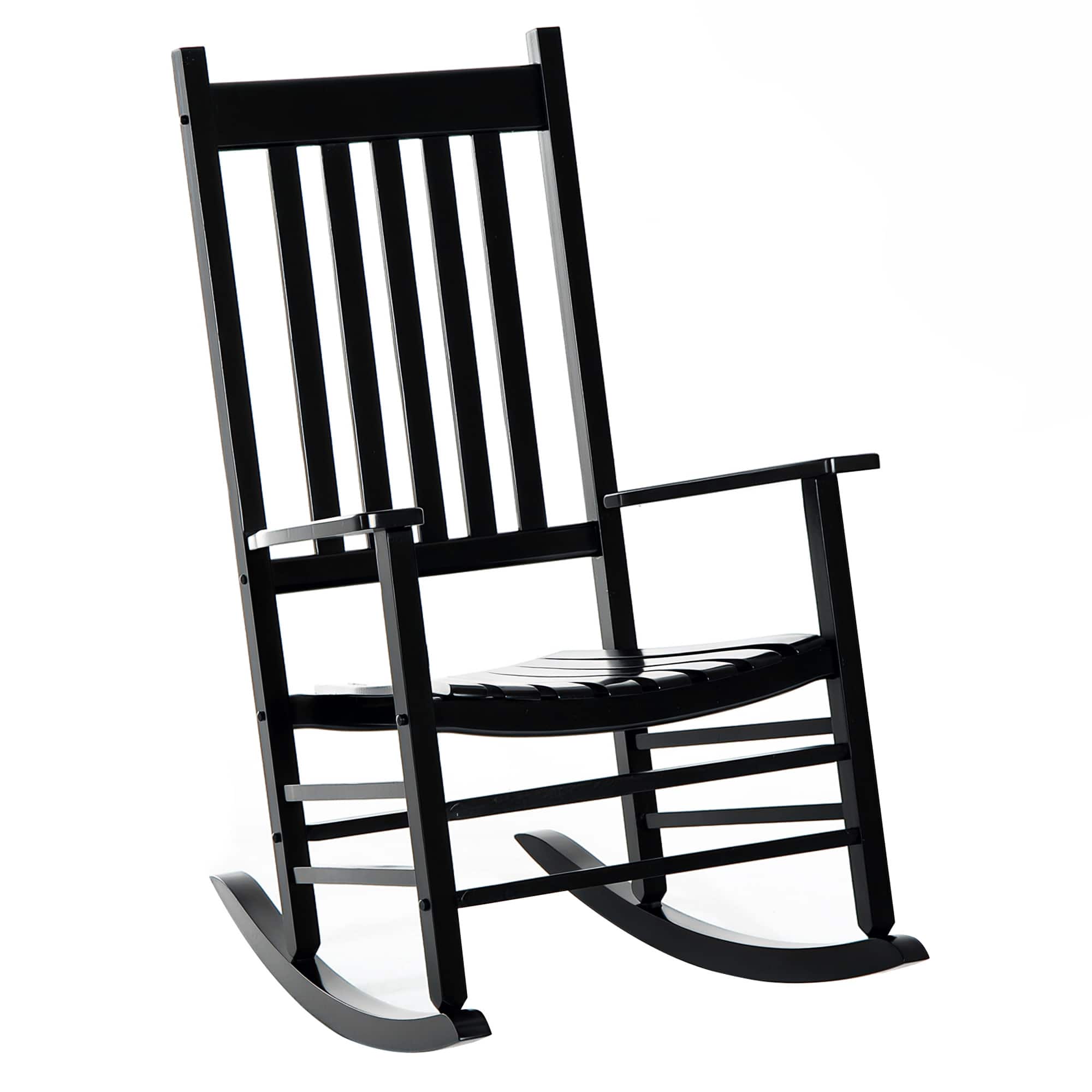 Outsunny - Outdoor Rocking Chair with Armrests, High Back for Garden, Patio, Balcony - Black