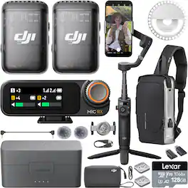 DJI - Mic 2 (2 TX + 1 RX + Charging Case) Wireless Microphone + Osmo Mobile 6 (Black) Bundle