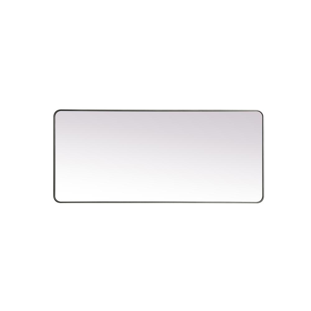 Back. Elegant Decor - Soft Corner Metal Rectangle Mirror 32x72 Inch in Silver - Silver.
