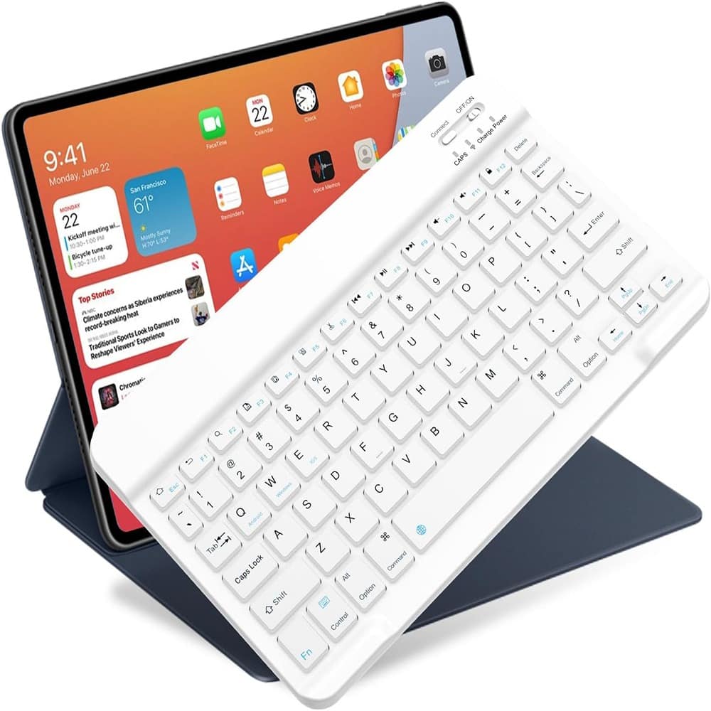 RTMB - Bluetooth Keyboard for iPad – Slim, Wireless, Black - White