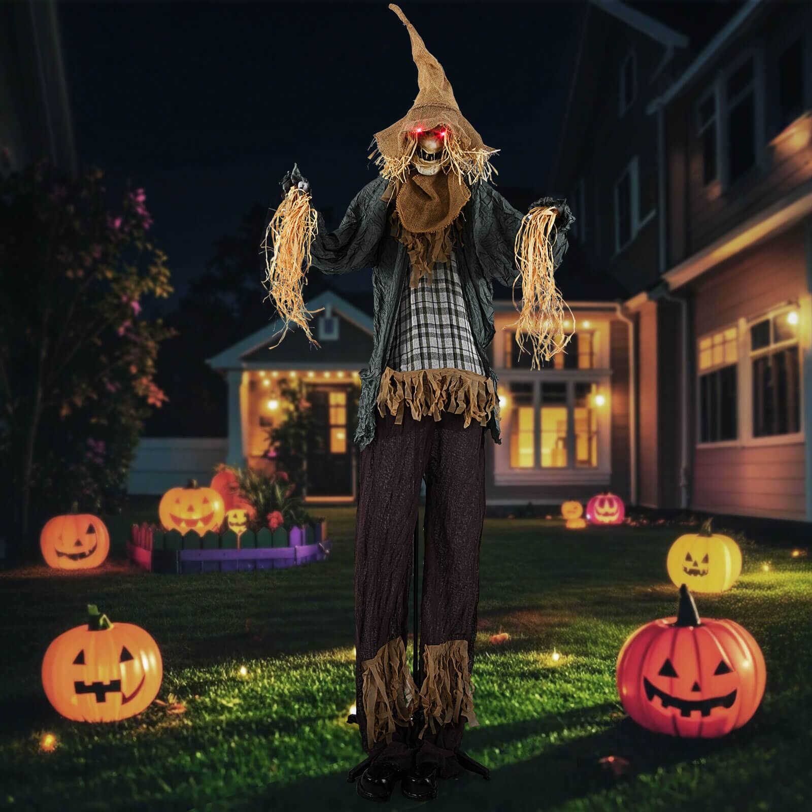 Alt View 3. Costway - Costway 7 FT Halloween Decoration Animated Standing Scarecrow Light-up Eyes Poseable Arm - Multicolor.