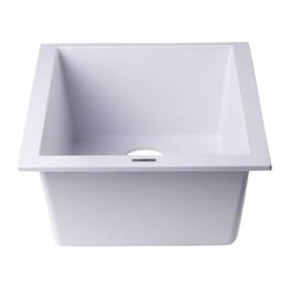 Alfi - 17" Undermount Rectangular Granite Composite Kitchen Prep Sink - White