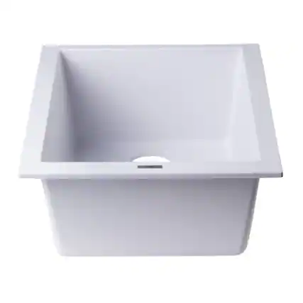 Front. Alfi - White 17" Undermount Rectangular Granite Composite Kitchen Prep Sink - White.