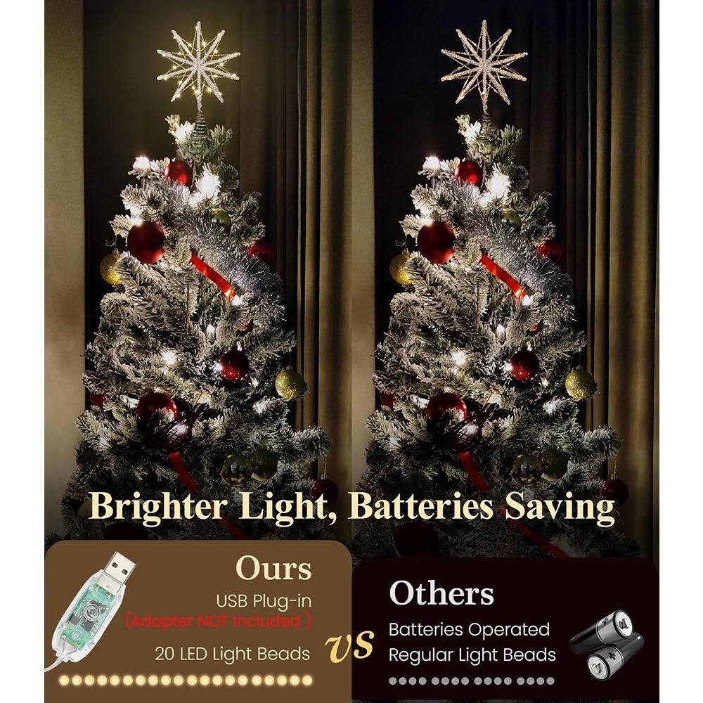 Brighter Light, Batteries Saving

Ours
USB Plug-in (Adapter NOT Included)
20 LED Light Beads

Others
Batteries Operated
Regular Light Beads