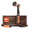 VEVOR - Garden Hose, 200 ft 5/8" Heavy Duty Rubber Water Hose with 10 Mode Nozzle, 150PSI Working & 600PSI Burst - Orange + Black