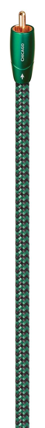 Angle. AudioQuest - Chicago RCA > RCA 6.75' Analog Audio Interconnect Cable with RCA to RCA Connectors - Green on Black.