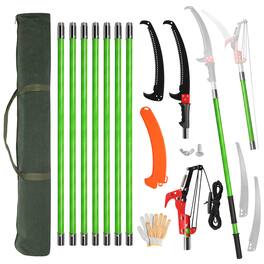 Winado - Manual Pole Saw, 30 Feet Extendable Tree Pruner with Knives and Storage Pocket, Sharp Steel Blade and Scissors