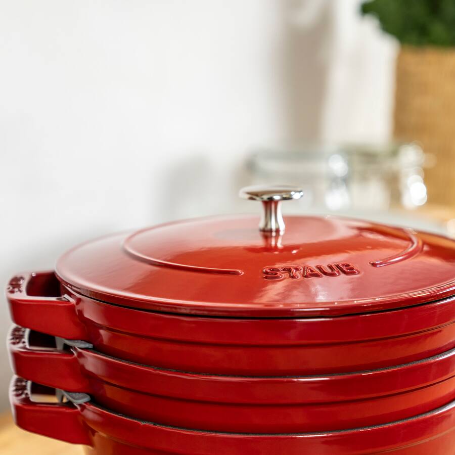 Staub Cast Iron Set 4 pc, Stackable Space Saving Cookware Set, Dutch ...