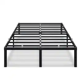 Songmics Home - Full Metal Bed Frame 16 Inches Tall, 1100 lb Weight Capacity, with Under-Bed Storage, Heavy-Duty Platform Bed - Matte Black