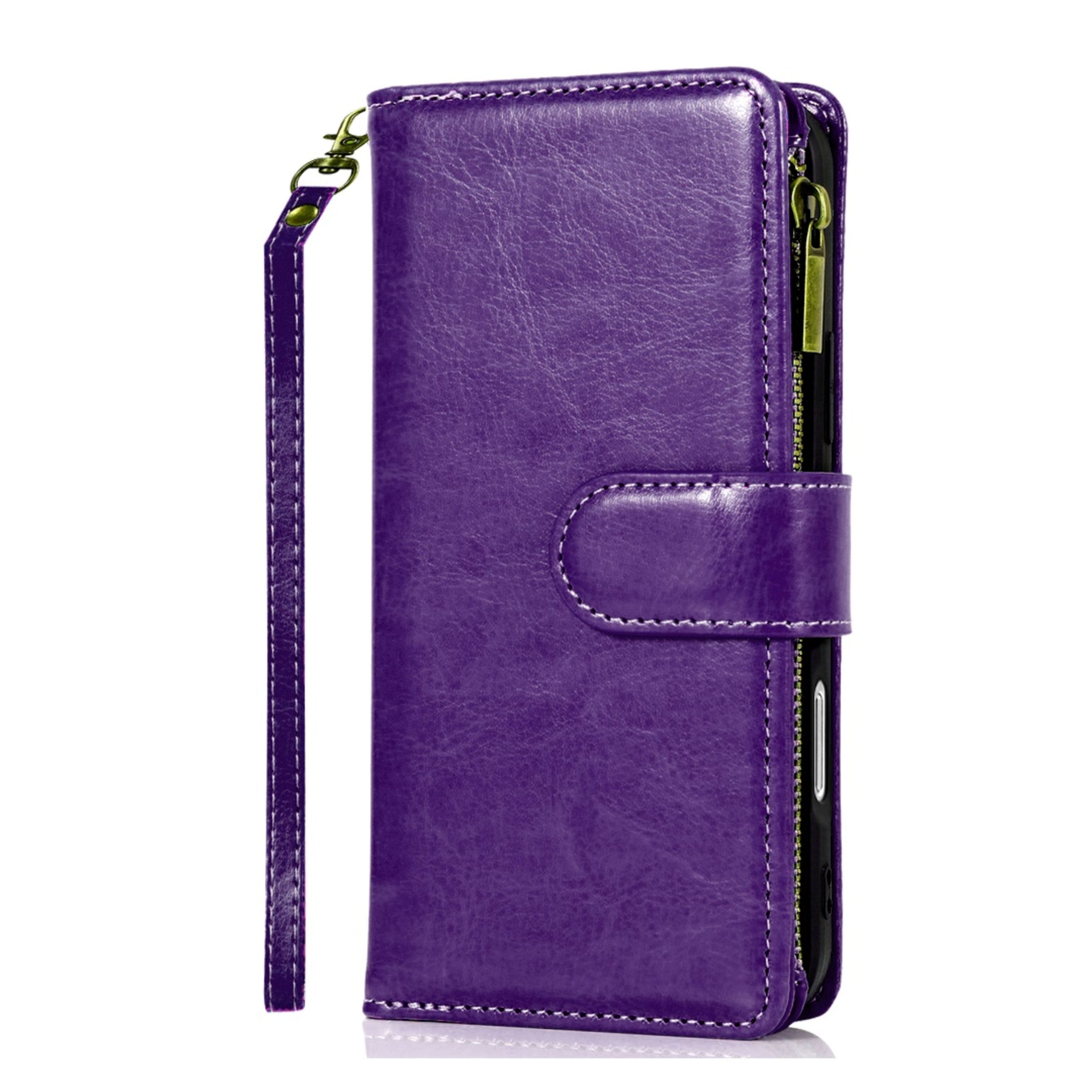 "Kitcheniva - PU Leather Phone Wallet Zipper With Tempered Glass For iPhone 16 6.1"" - Dark Purple" price history on PriceWatchPro