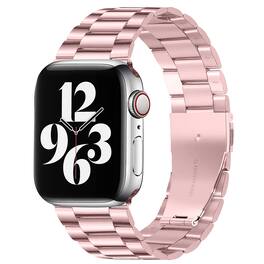 StrapsCo - Flat-Link Everyday Bracelet Stainless Steel Watch Band Strap For Apple Watch - 44mm/45mm/46mm/49mm - Pink Gold