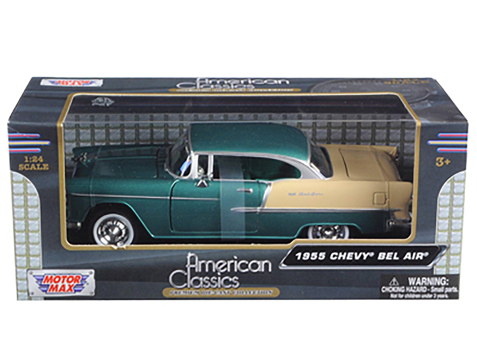 American 1:24 SCALE 3+ MOTOR MAX 1955 CHEVY BEL AIR American Classics WARNING: CHOKING HAZARD - Small parts
