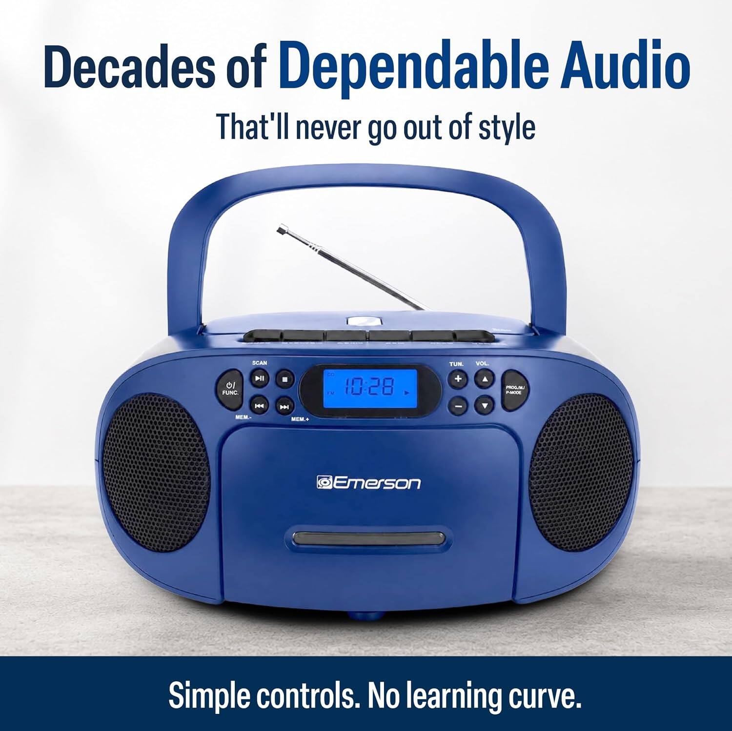 Decades of Dependable Audio That'll never go out of style

FUNC BLAS HI 1E - - 10:28 TUE

WA -L P ME MEM

Emerson

Simple controls. No learning curve.
