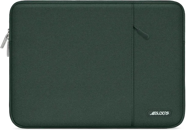 Front. mosiso - Laptop Case 13-13.3 inch Laptop Sleeve Fit with MacBook Air/Pro 13/Pro 14 HP Dell ASUS Lenovo Sleeve Bag with Pocket - Midnight Green.