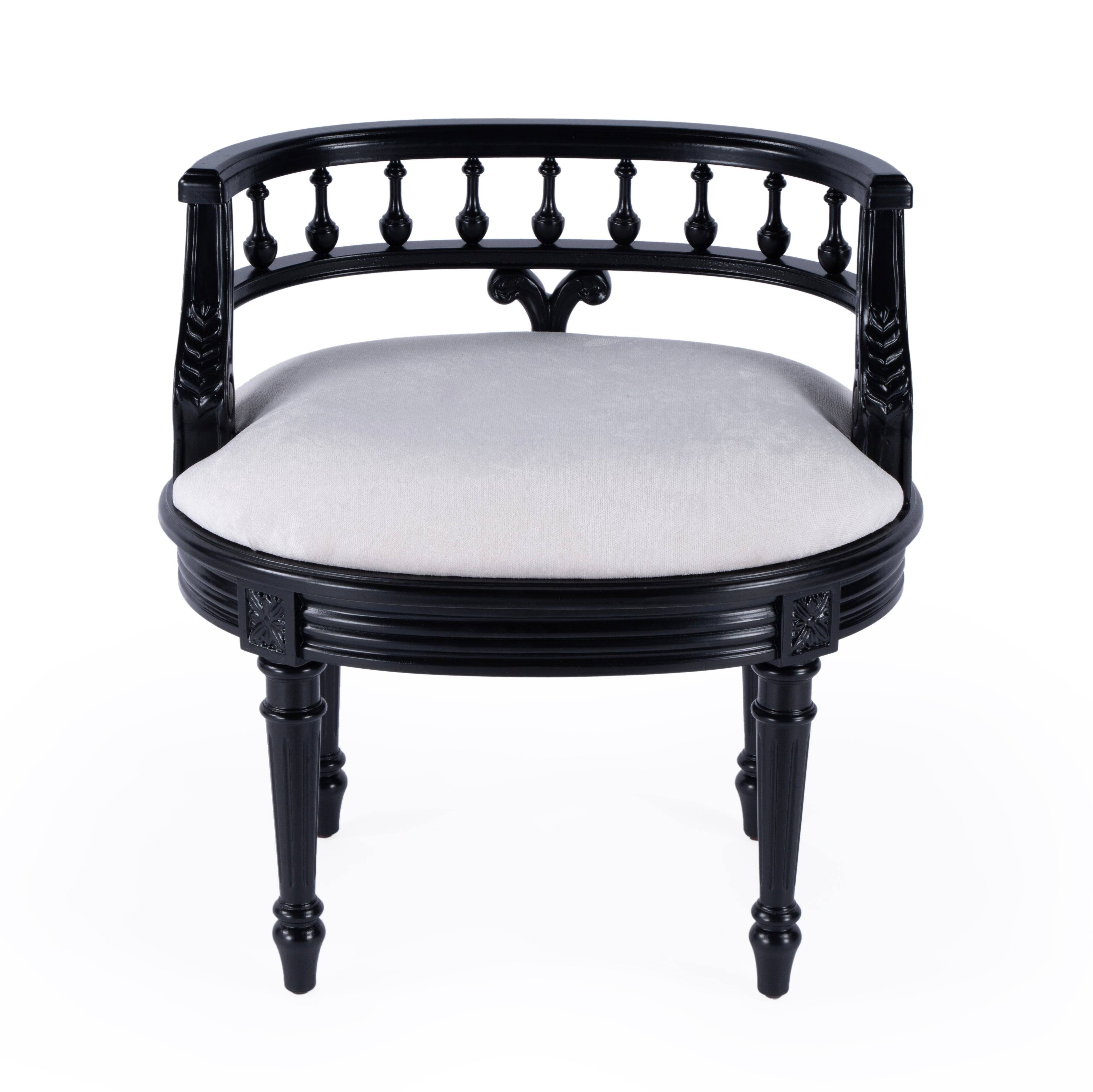 Alt View 3. Butler Specialty - Hathaway 22.5 in. W Oval Upholstered and Wood Traditional Vanity Seat - Black.