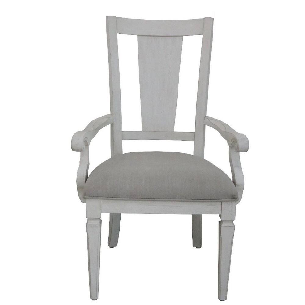 Alt View 1. Manhattan Lane - Kate 24 Inch Dining Armchair Set of 2, Light Gray Linen, White Wood Frame - Gray, White.