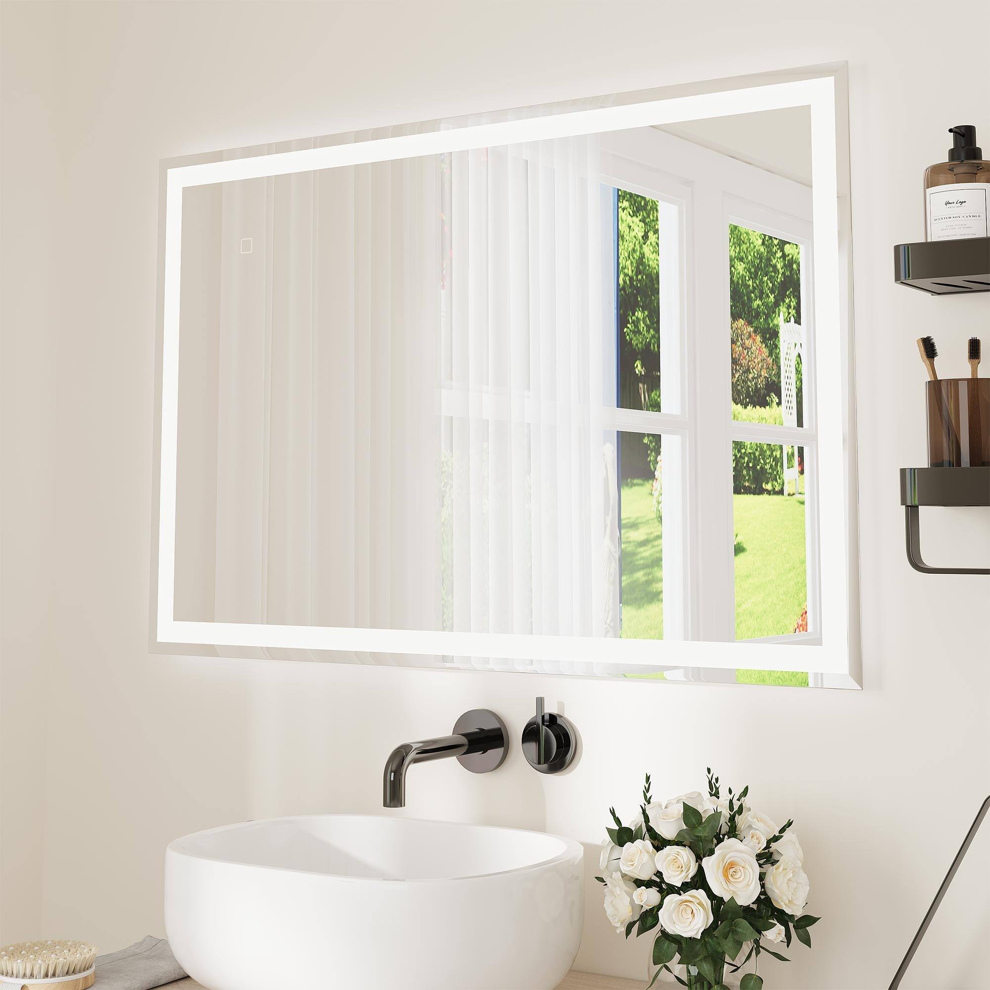 Alt View 4. U-HOMY - LED Bathroom Mirror with Lights, Smart Anti-Fog Dimmable Wall Mirror with Memory Function - 36*24.