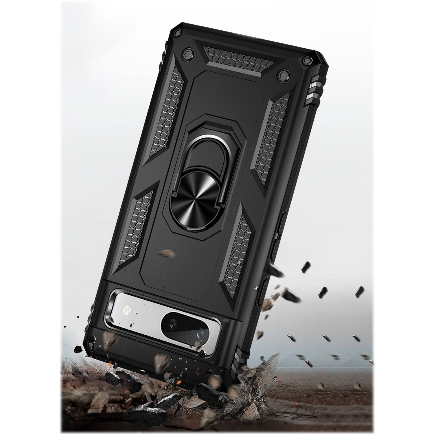 Alt View 17. SaharaCase - Military Kickstand Series with Belt Clip Case for Google Pixel 7a - Black.