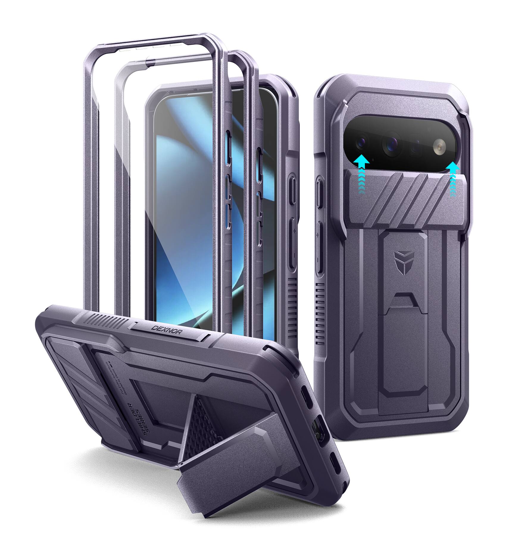 Dexnor - Hard Shell Case for Google Pixel 11/11pro with Slide Camera Cover & 2 Front Frames, Full-Body Shockproof Rugged Cover - Phantom Purple price history on PriceWatchPro
