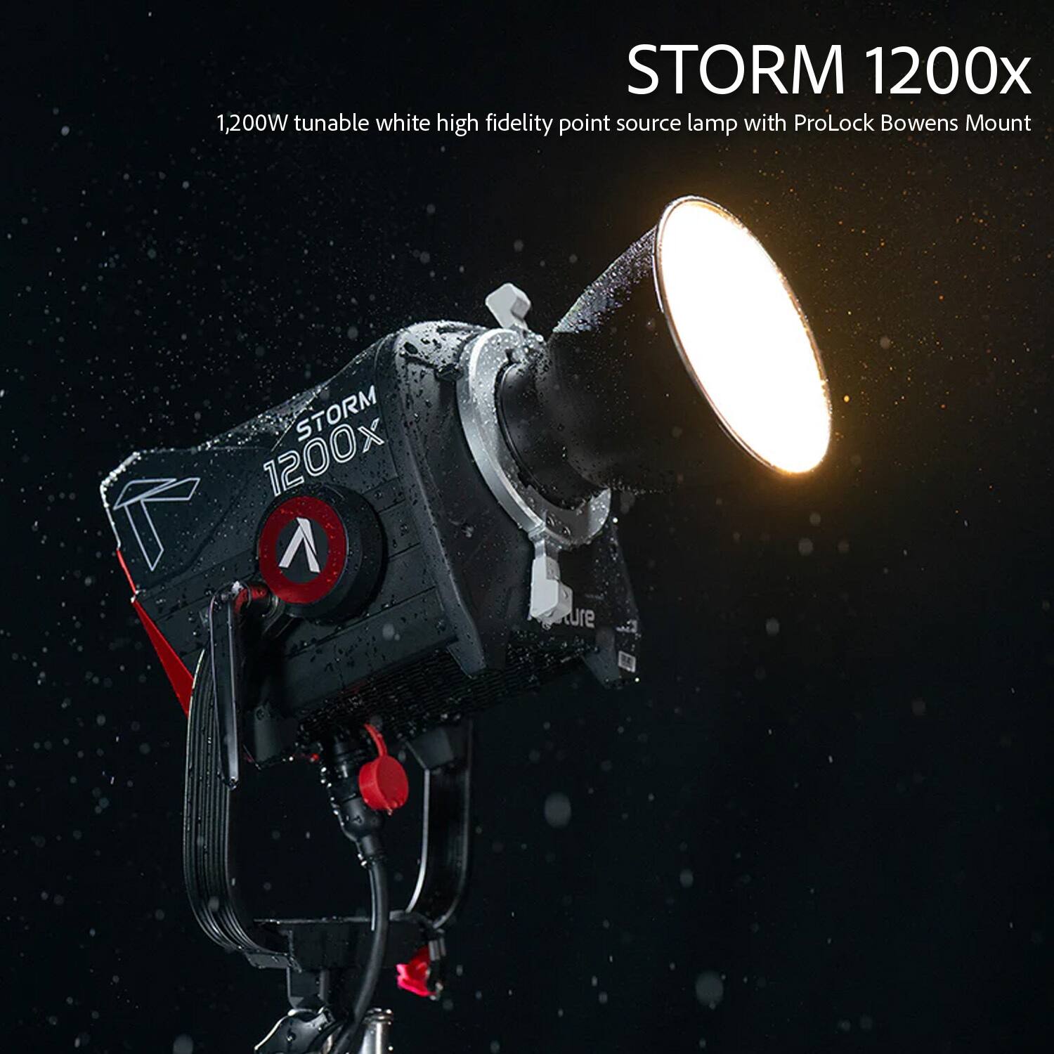 STORM 1200x 1,200W tunable white high fidelity point source lamp with ProLock Bowens Mount