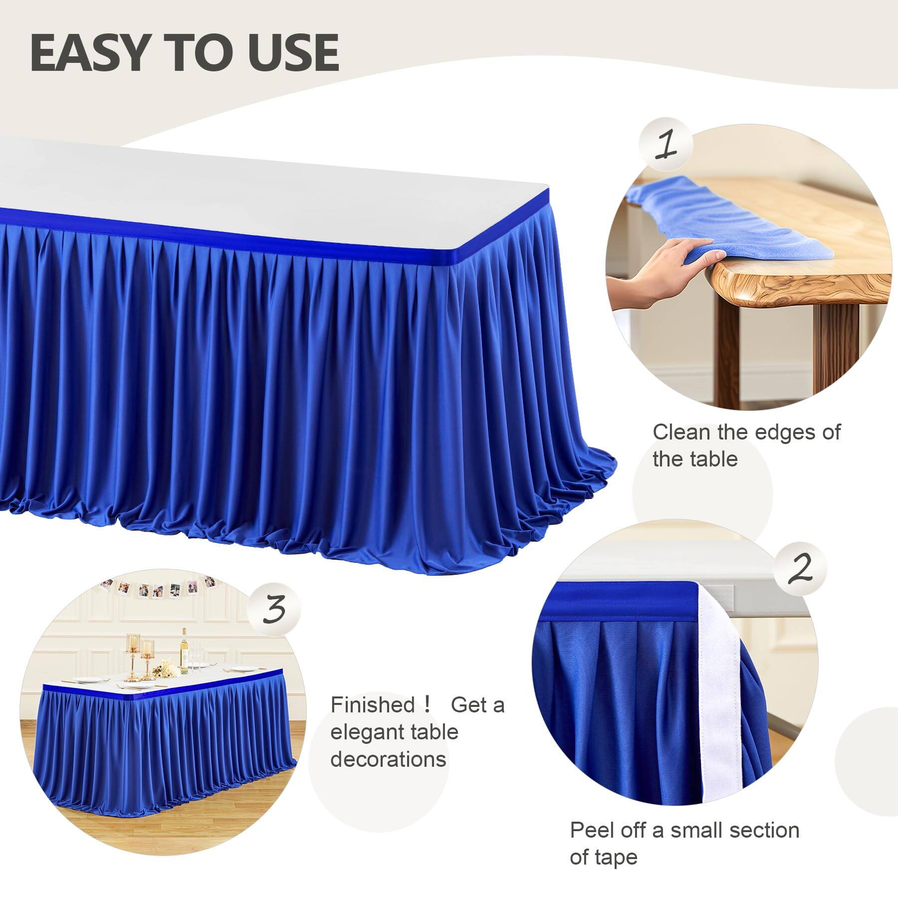 EASY TO USE

1. Clean the edges of the table

2. Peel off a small section of tape

3. Finished! Get an elegant table decorations