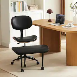 Bestier - Ergonomic Swivel Chair with Lumbar Support Adjustable Faux Leather Meditation & Yoga Chair for Office and Home - Black