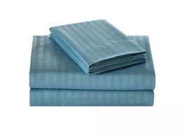 Plazatex - 1800 Series Embossed Striped Wrinkle Resistant Sheet 4pc Set Queen - Teal