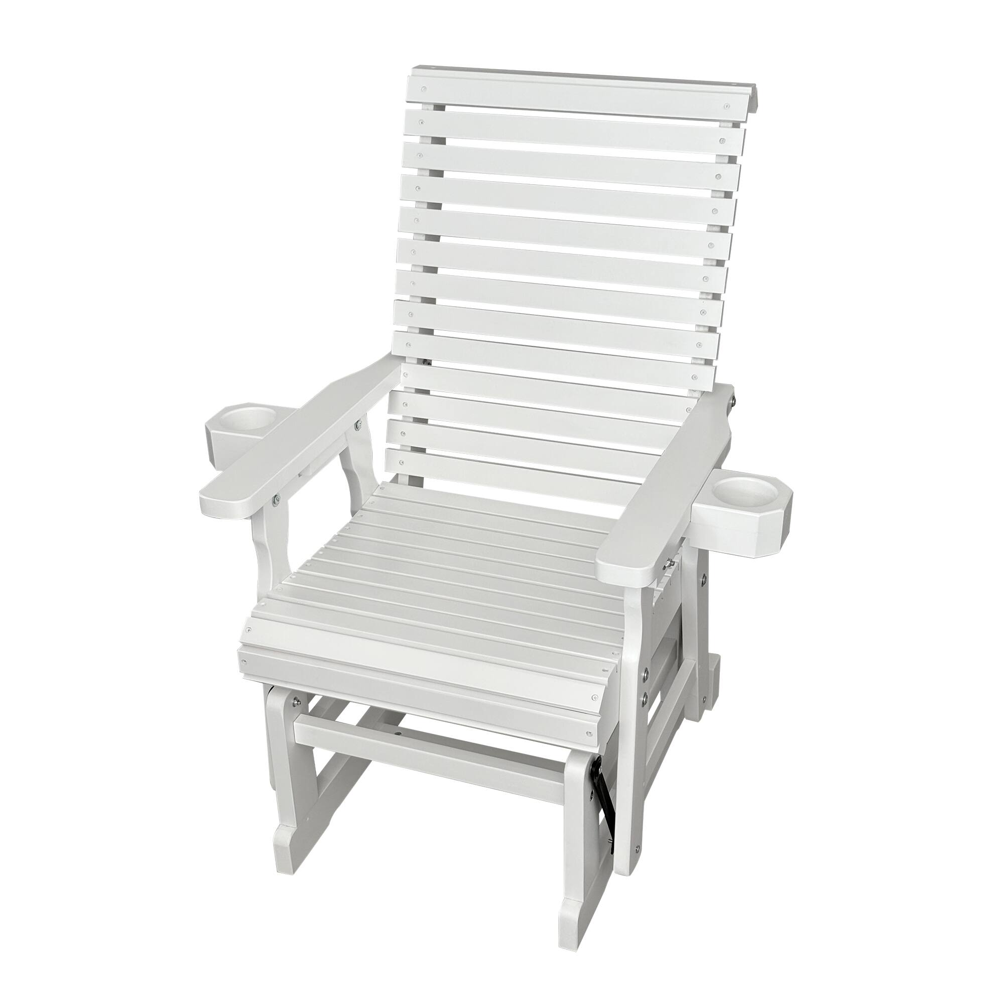 Alt View 4. Fortune Candy - Wooden Patio Glider w/High Back & Deep Contoured Seat, Solid Fir Wood, Heavy-Duty 600 lbs(1 Searter, 2 Pack) - White.
