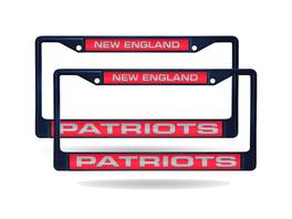 Rico Industries - New England Patriots (Set of 2) Navy Painted Metal Laser Cut License Plate Frames - Multi