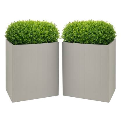 Front. Pure Garden - 2-Pack Large Outdoor Planters 19.6-Inch Tall Planters Plastic Flower Pots for Patio, Entryway, or Front Porch Decor.