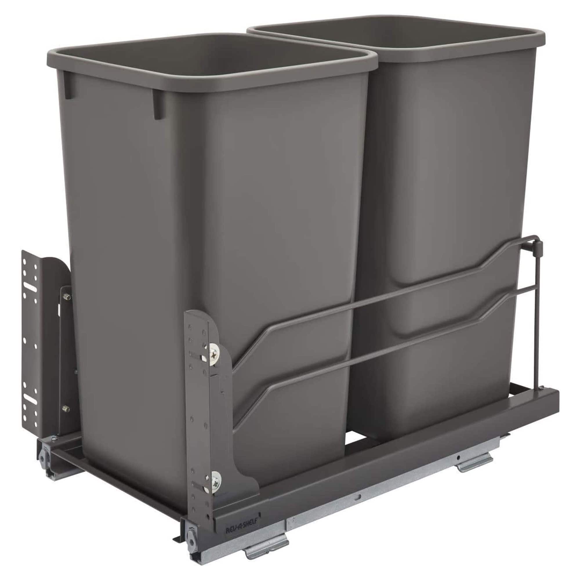 Front. Rev-A-Shelf - Rev-A-Shelf Double Pullout Trash Can 27 qt. with Soft-close, 53WC-1527SCDM-213 - Orion Gray.