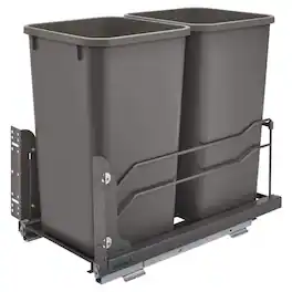 Rev-A-Shelf - Double Pullout Trash Can 27 qt. with Soft-close, 53WC-1527SCDM-213 - Orion Gray