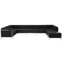 Flash Furniture - HERCULES Imagination 7-Piece U-Shape Reception Guest Chair Sectional with Ganging Clips, Model ZB-IMAG-U-SECT-SET4 - Black
