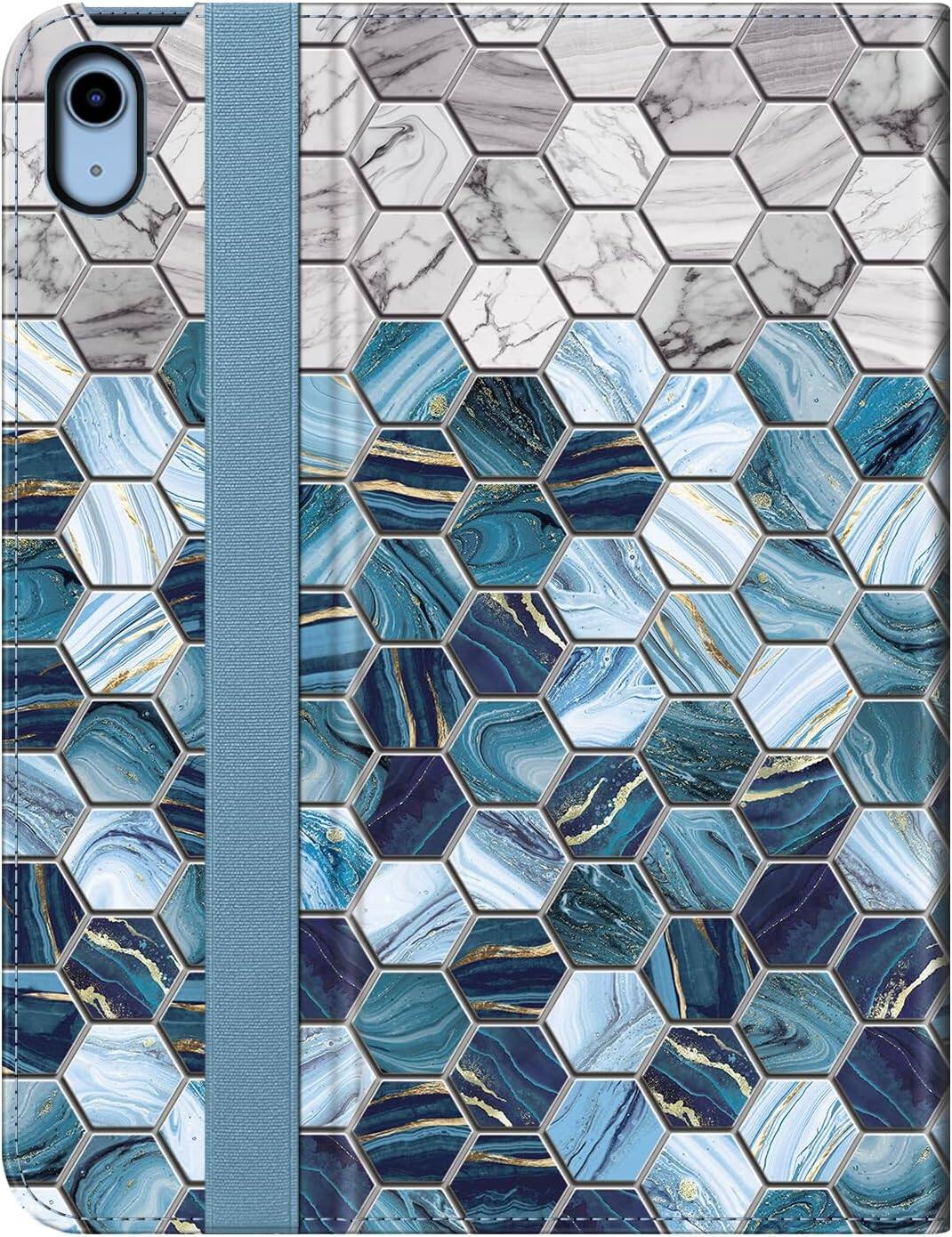 Alt View 5. Fintie - Folio Case for iPad (A16) 11-inch 2025 and iPad 10th Gen 10.9 inch 2022, Multi-Angle Viewing Protective Stand Cover - Agate Hexagons.