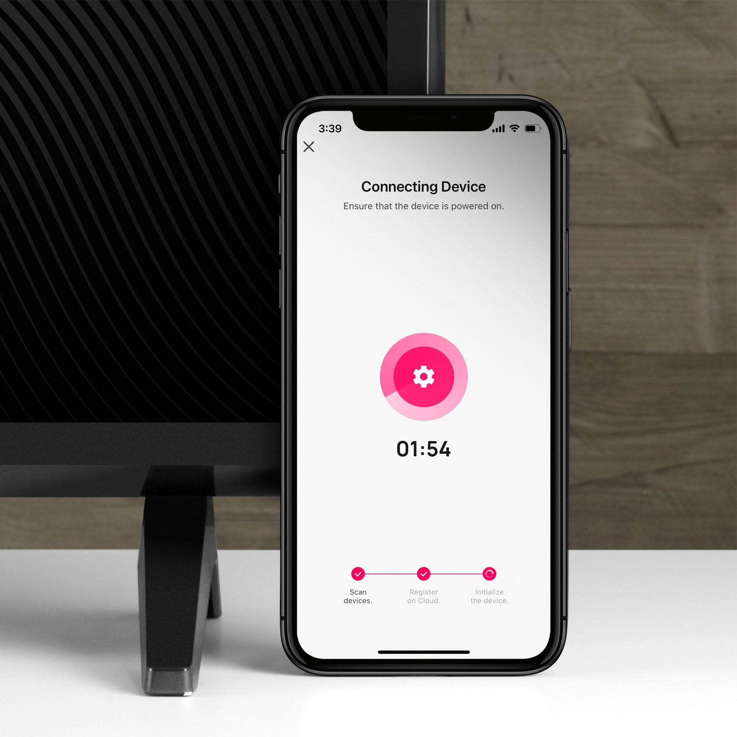 Connecting Device: Ensure that the device is powered on. 01:54 Scan devices. Register on Cloud. Initialize the device.