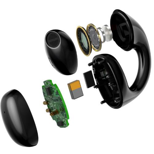 Left. iLive Electronics - iLive Electronics IAEBTO25B Truly Wireless Open-Ear Clip Earbuds, Clear Sound, Comfortable Fit, Bluetooth, Black.