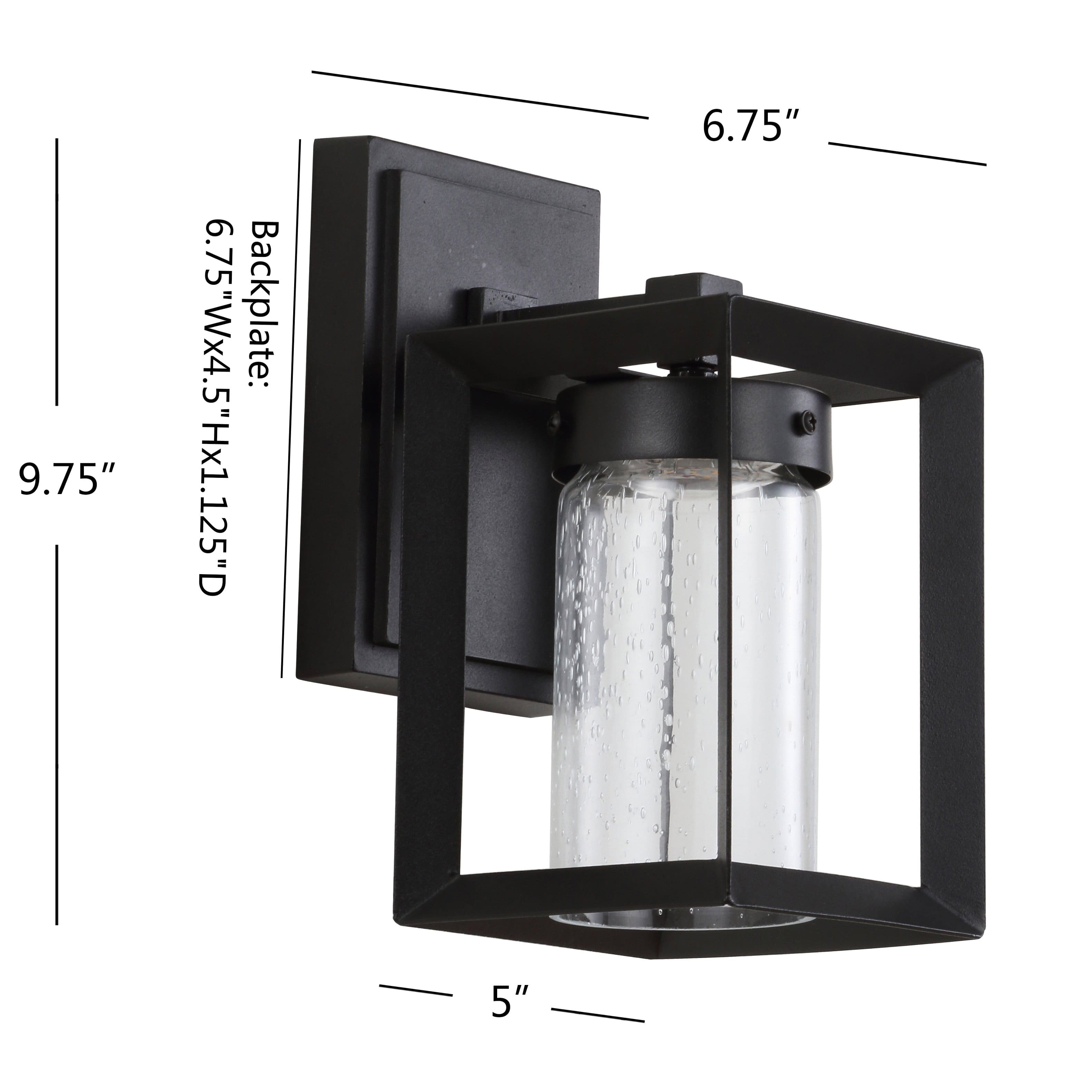 "Jonathan Y - Nate 6.75"" Outdoor Modern Cube Seeded Glass/Metal Integrated LED Wall Sconce, Black - Black/Clear" price history on PriceWatchPro