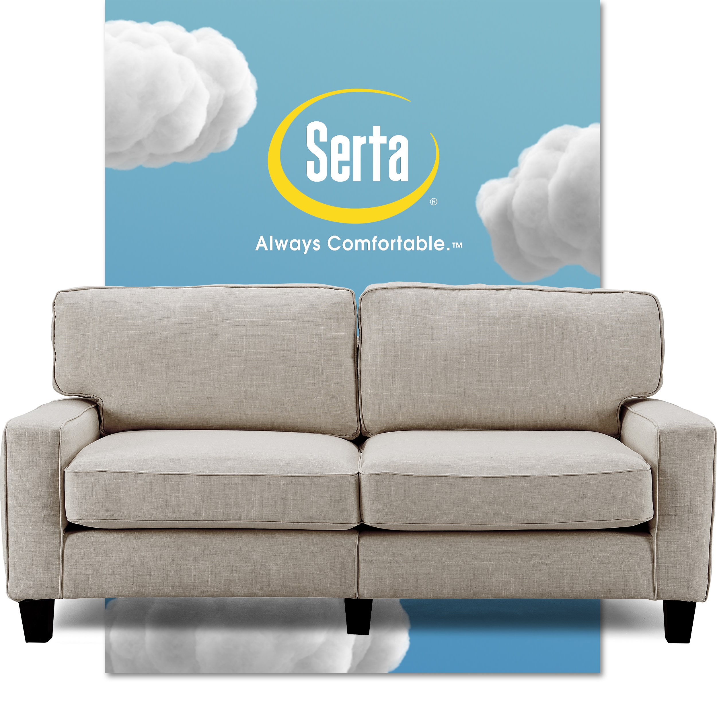 Front Zoom. Serta - Palisades Modern 3-Seat - Straight Arm - Fabric Sofa - 73" - Light Gray.