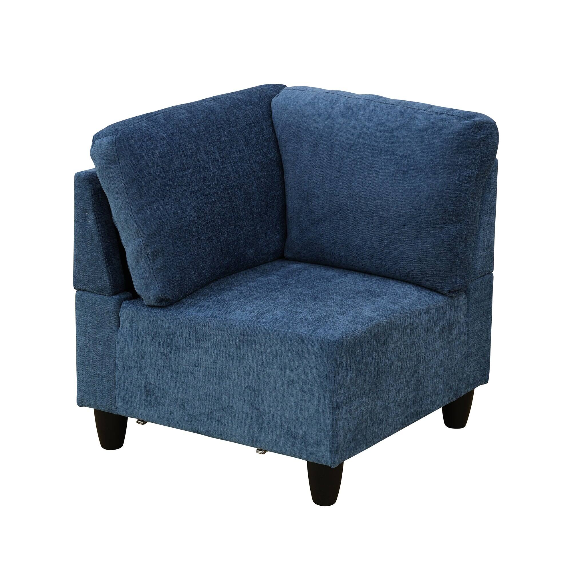 Alt View 8. Boyel Living - 8 Piece Modular Corduroy Sofa Set Movable DIY Sectional - Denim Blue.