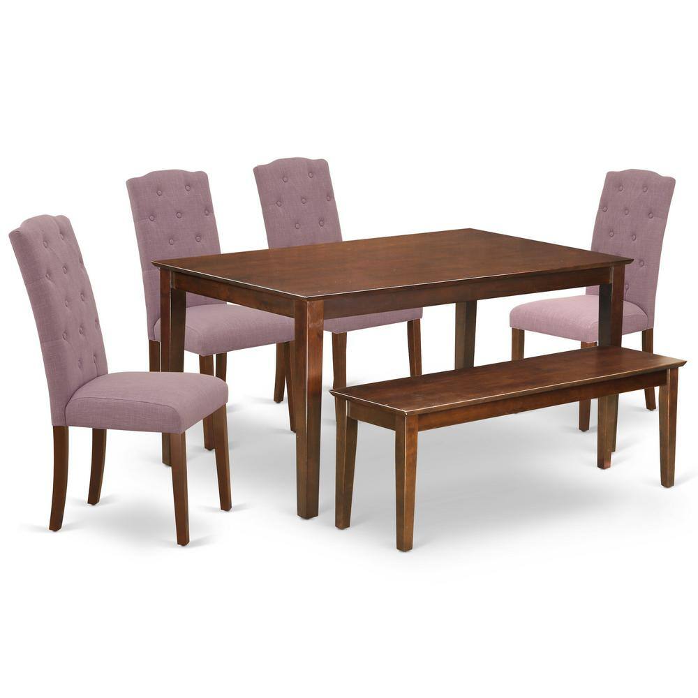 Back. East West Furniture - Dining Room Set Mahogany - Brown.