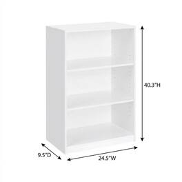 FurniFact - 3-Shelf Bookcase with Sturdy Construction and Modern Design - White
