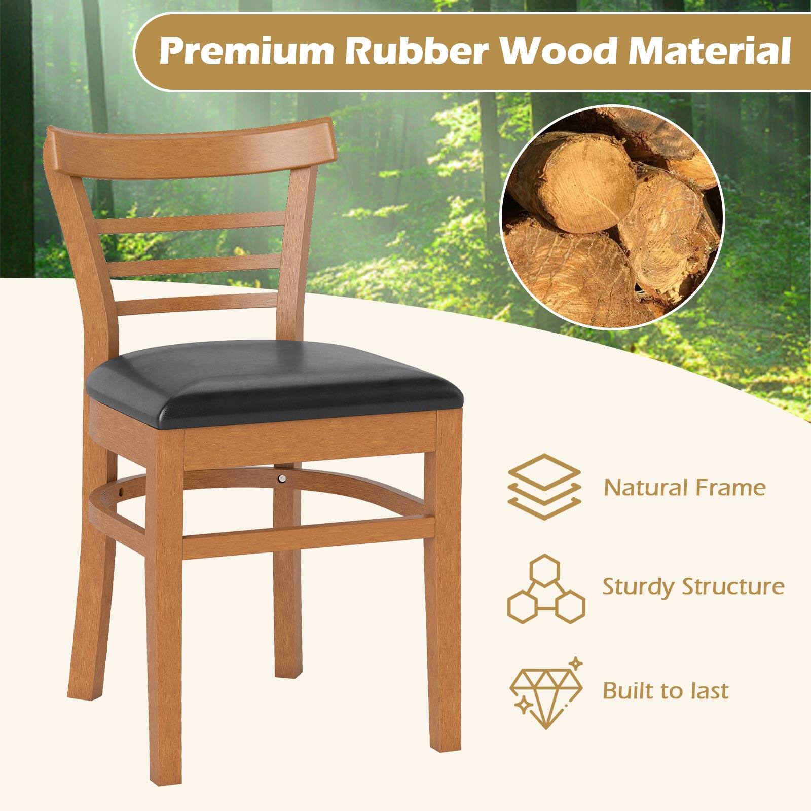Premium Rubber Wood Material

Natural Frame

Sturdy Structure

Built to Last
