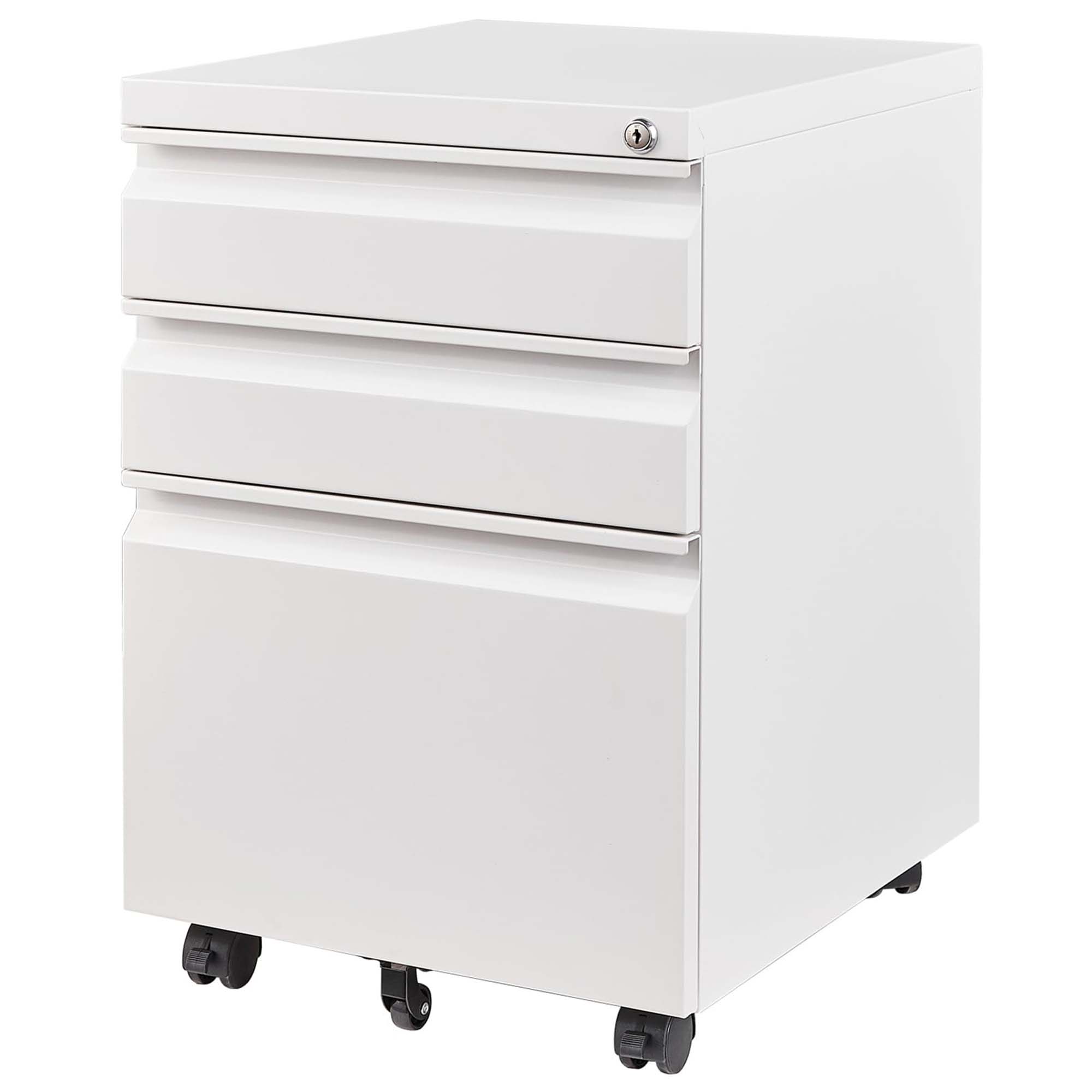 Front. Dexmalle - Dexmalle-3 Drawer Mobile File Cabinet with Lock-White.