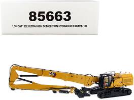 Diecast Masters - CAT 352 Ultra High Demolition Hydraulic Excavator with Operator 2 Interchangeable Booms High Line Series 1/50 Diecast - Yellow