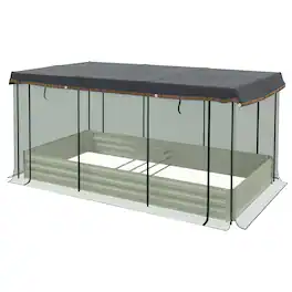 Outsunny - Steel Planter Box with Crop Cage and Shade Cloth, Raised Garden Bed for Flowers - Beige