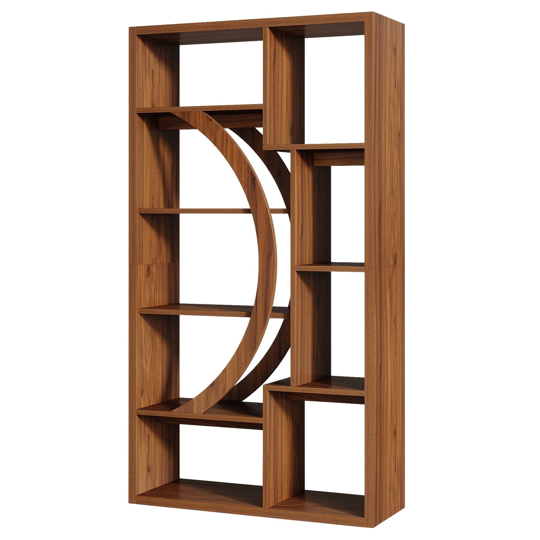 Left. Kadyn - Wood Bookshelf, 5-Tier Display Shelf, Storage Shelving Unit for Home Office, Brown - Brown.
