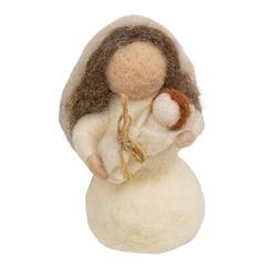 Left. BreeBe - 2/Set Nativity Felted Ornaments - Cream, Light Brown.