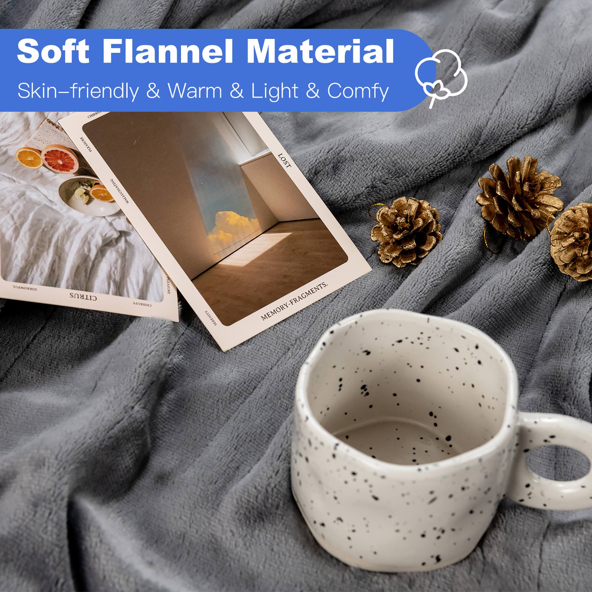 Soft Flannel Material Skin-friendly & Warm & Light & Comfy.