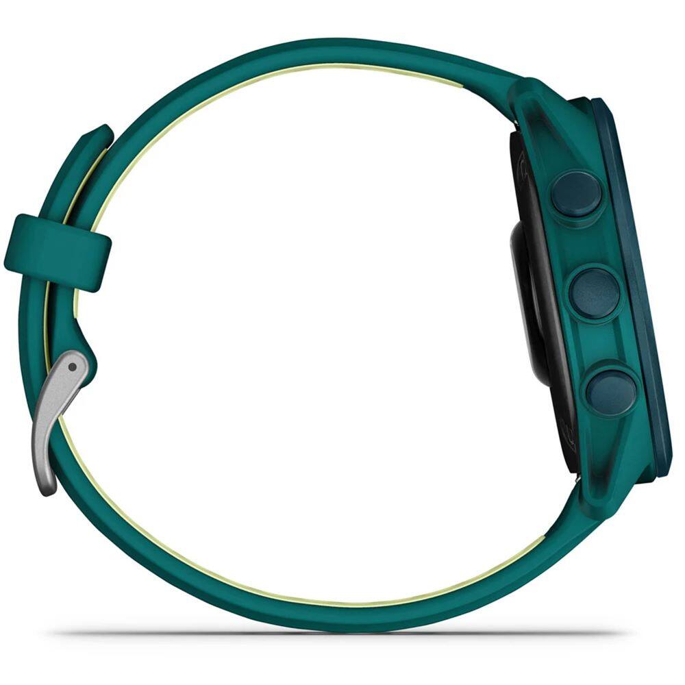 Alt View 2. Garmin - Forerunner 170 Music GPS Smartwatch 43 mm Fiber-Reinforced polymer + Charging Dock & Protection Bundle - Teal Green/Citron.