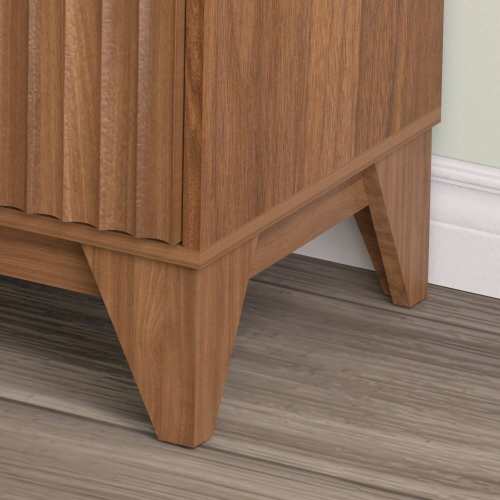 Alt View 8. Koligey - 38" Tall 2 - Door Accent Cabinet With Adjustable Shelf, Waveform Fluted Panel - brown.